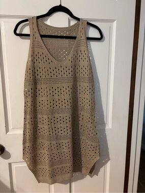 NWT Beige Crochet Knit Swim Coverup Sz XL from Modlily